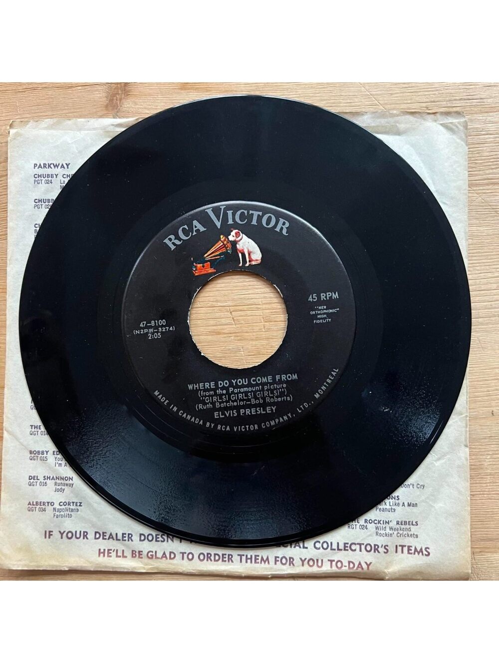 Elvis Presley - Where do you Come From/Return to Sender 45rpm VG+ R13